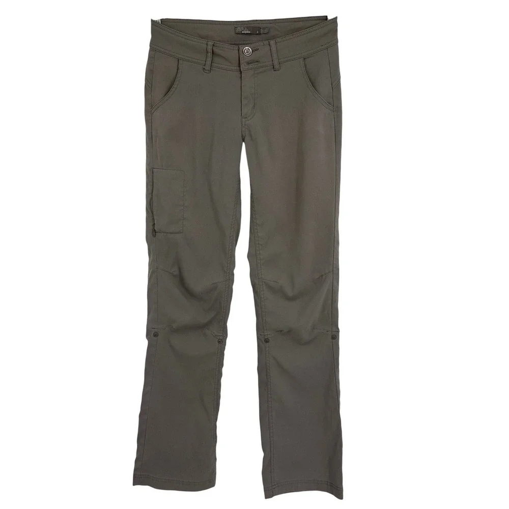 Prana Womens‎ Size 4 Gray Convertible Hiking Pants Roll Up Snap Outdoor Travel